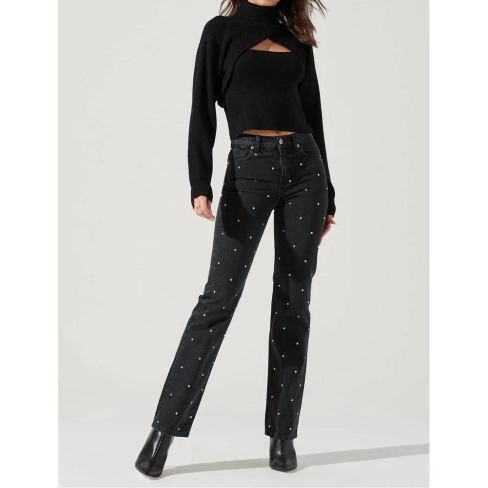 ASTR Revolve Women’s Taissa Bolero Black Knit Shrug Turtleneck Mockneck Sweater - Picture 11 of 11